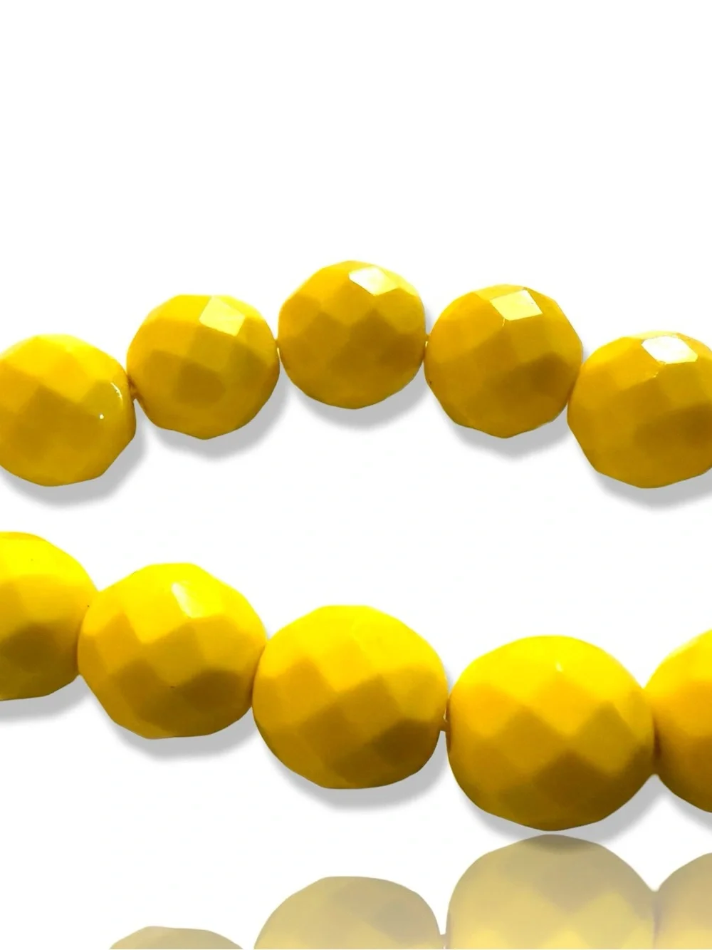 Yellow Faceted VTG Preciosa Czech Glass Beads, 20 Pieces